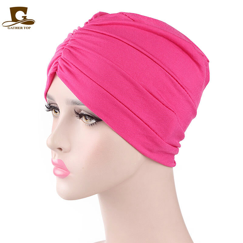 Topi Kemo Nyaman Muslim Lembut Wanita Baru Topi Turban Tidur untuk Kanker Rambut Rontok Katun Penutup Kepala Aksesori Rambut