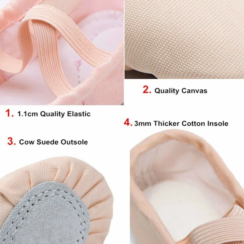 USHINE Professional High Quality 5 Colors Dance Slippers Ballerina Practice Ballet Dancer Shoes Girls Kids Women