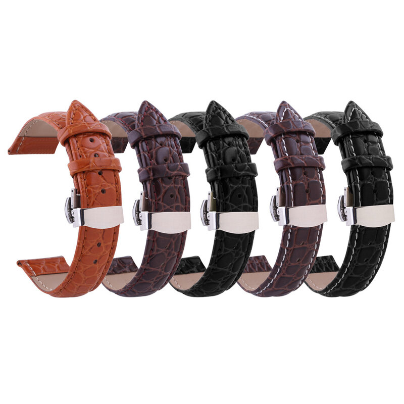 Bracelet de montre en cuir véritable pour homme, bracelet de montre Croco Mars avec déploiement, 18mm, 20mm, 22mm, 24 mm