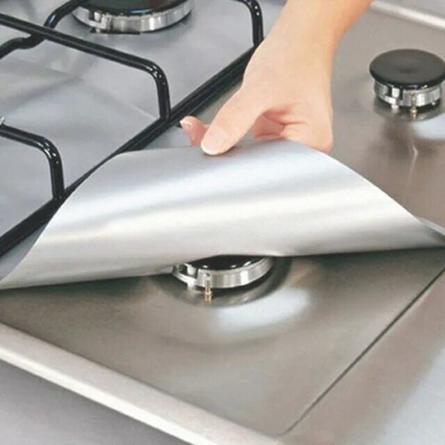 Protetor de forro reutilizável para utensílios de cozinha, folha de gás, fogão a gás, queimador, fogão, limpeza, 4 unidades