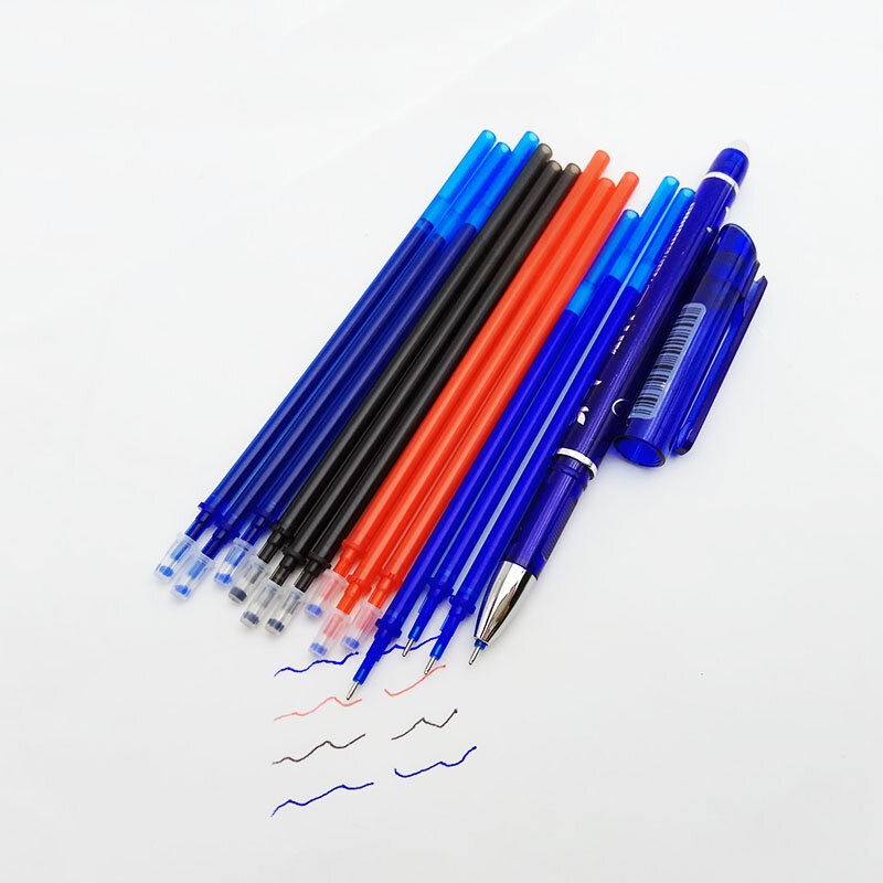 Caneta mágica apagável reinstalação, caneta gel de assinatura de escritório 0.5mm azul e preta ferramentas de escrita, material escolar com 10 peças/ste