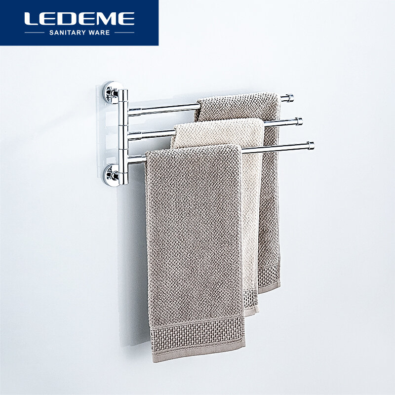 LEDEME Metal Towel Bar Rotating Towel Rack Bathroom Kitchen Wall-mounted Towel Polished Rack Holder L112 L113 L114