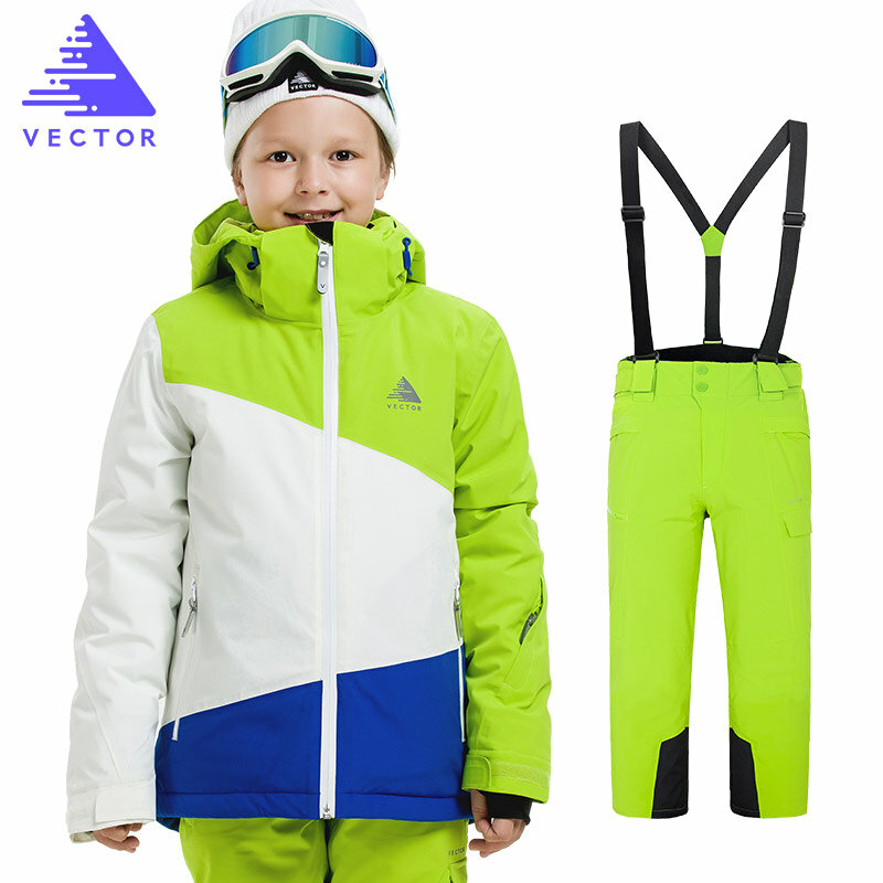 Теплый детский лыжный костюм, лыжная куртка для мальчиков и девочек, комплект со штанами, водонепроницаемая зимняя куртка, зимняя Лыжная ку...