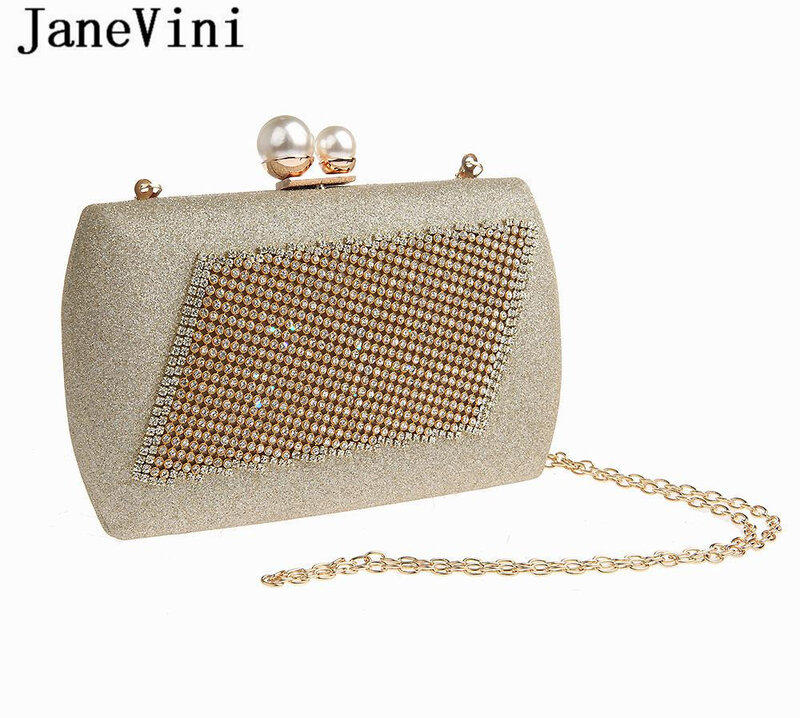 JaneVini-Bolso de mano con diamantes de imitación para mujer, bolsa de mano con diamantes de imitación, ostentosos, Estilo Vintage, para boda
