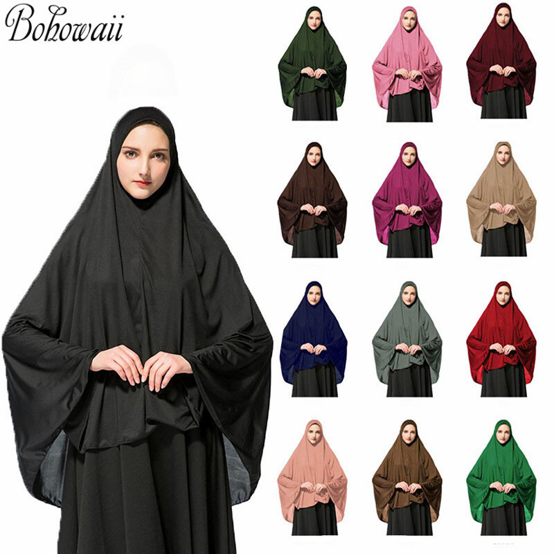 Hijab Long de Couleur Unie et Doux pour Femme Musulmane Vêtement de Prière observateur et Modeste, Élégant, pour Ramadan