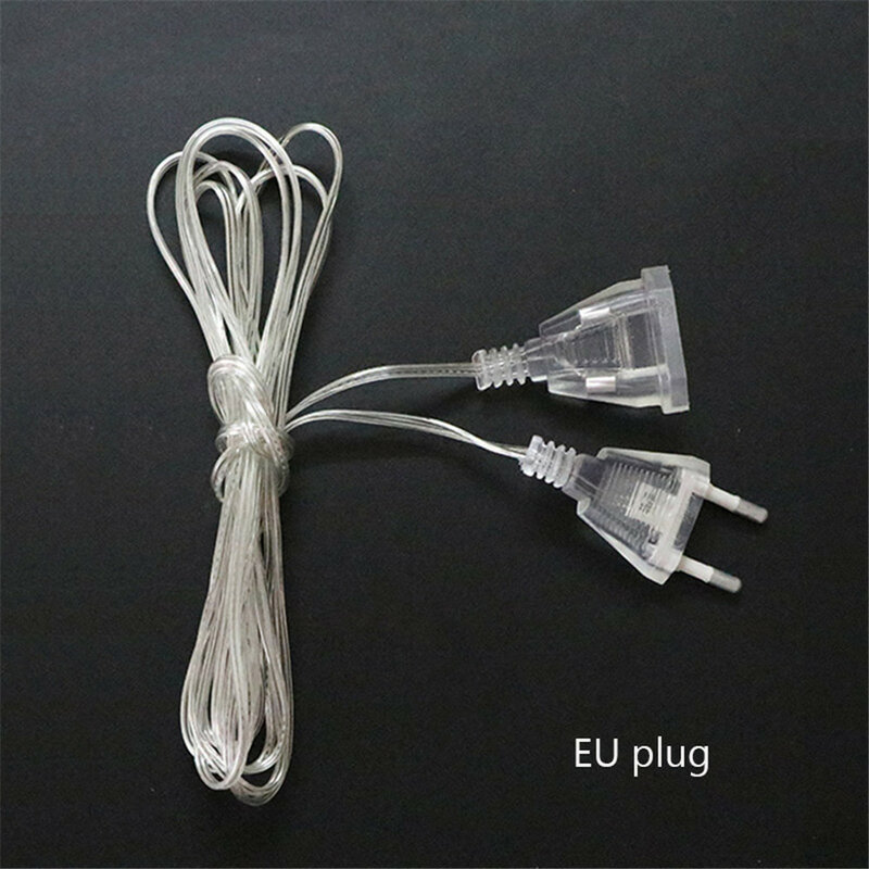 Câble d'extension transparent standard pour guirxiété lumineuse LED, prise UE, lumières de Noël et de vacances, 3m, 5m