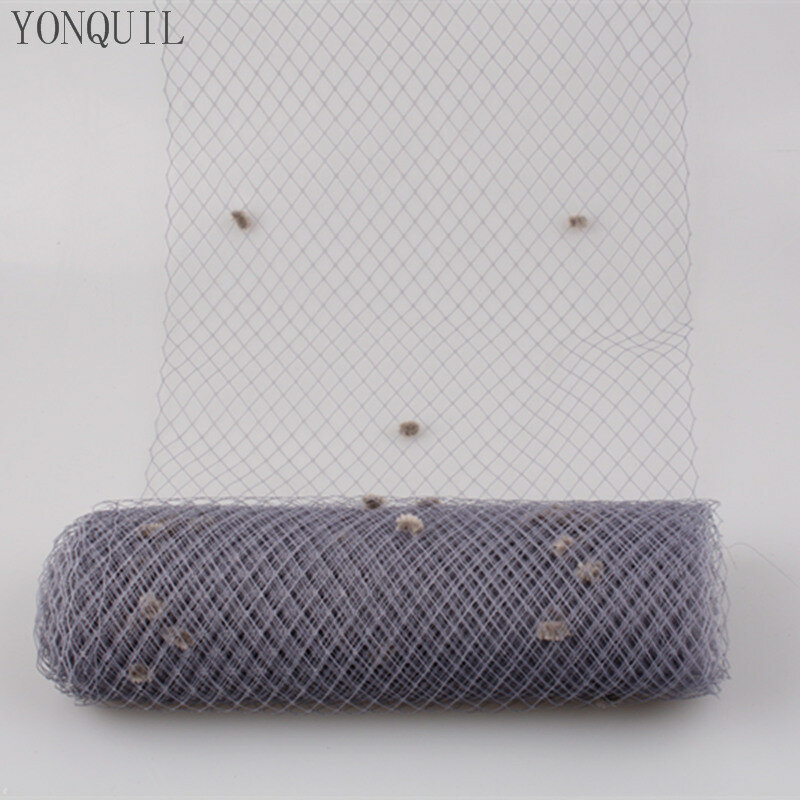 Birdcage Veil with Dot, Russian Mesh Netting, Material para casamento, cinza, 25cm de largura, LDV01, 5 jardas por lote