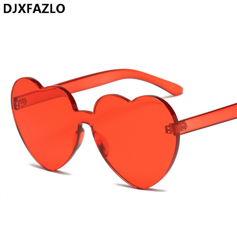 Gafas de sol Vintage sin montura para mujer, lentes de sol con forma de corazón de amor, diseño Original de marca de lujo, UV400