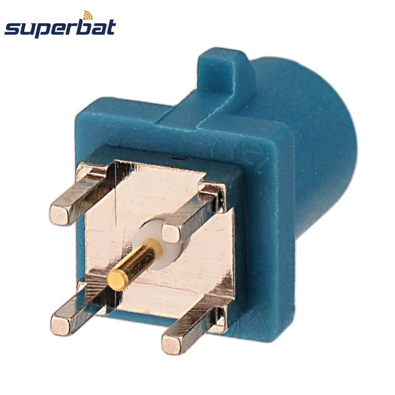 Superbat-Masculino reta PCB Mount Connector, Fakra Waterblue, 5021, codificação neutra, 10pcs