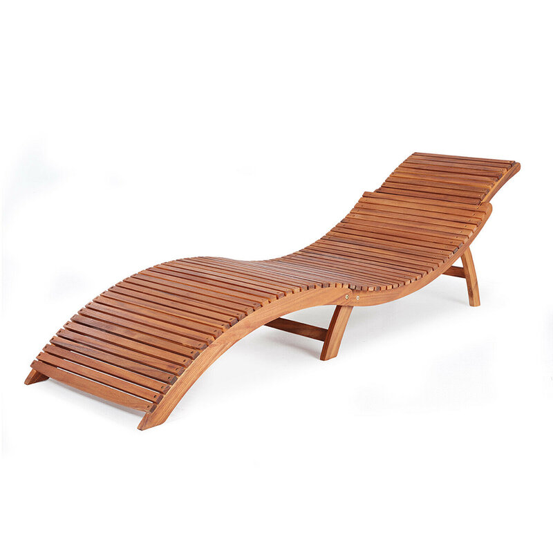 Banco de jardín Panana tumbona de madera cubierta ergonómica silla para piscina plegable cómodo cojín reposacabezas plegable entrega rápida