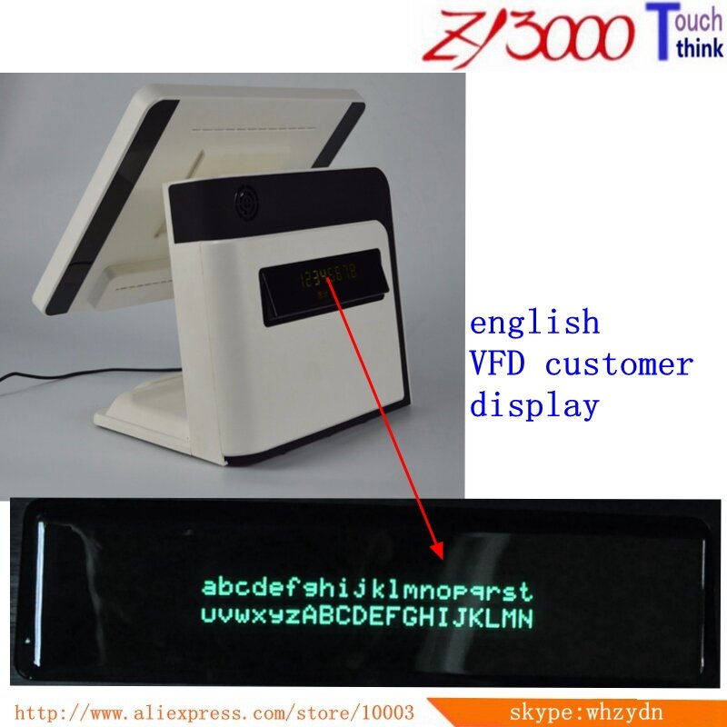 Fabrik Preis 15 "Windows-All In One Touch Screen Haben Englisch VFD Kunden Display Pos System