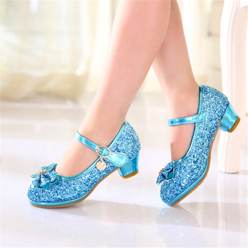 2019 spring new fashion girls Leather shoes Korean version of the princess shoes high-heeled peas shoes children's Single shoes