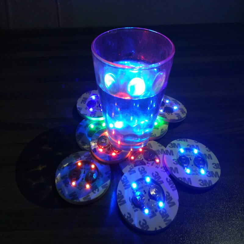 1000pcs 6CM LED Decoration Light Bottle Stickers Glorifier Mini LED Coaster Cup Mat for Party Bar Club Vase wedding Wine Glass