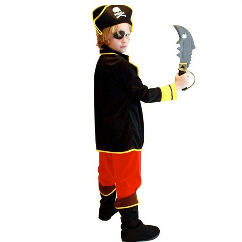 Kostum Cosplay kapten Jack anak laki-laki, baju mewah pesta karnaval teleskop Cosplay bajak laut