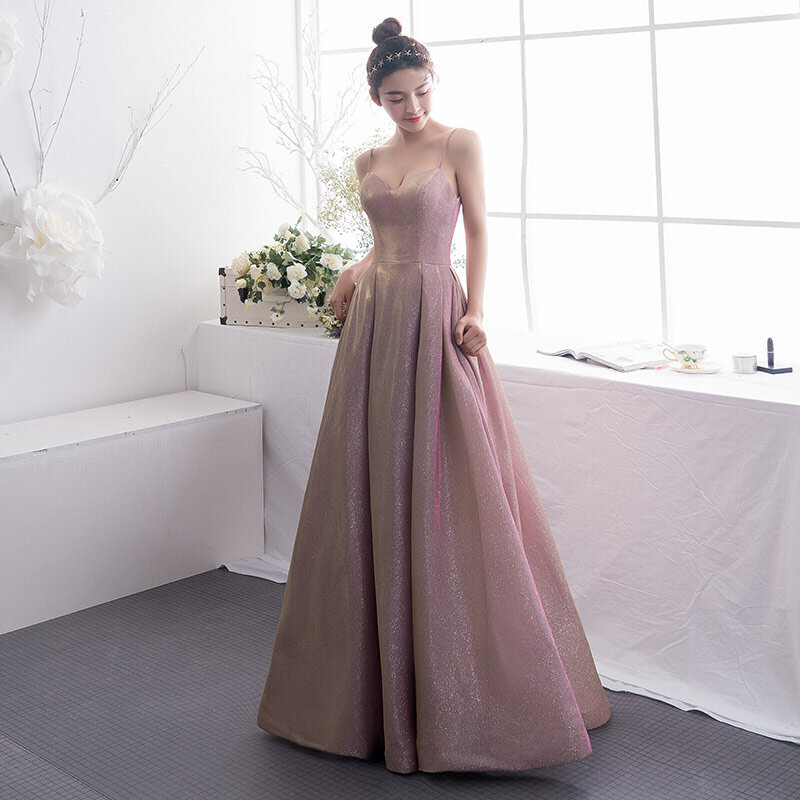 2020 Suosikki Nữ Gradient Váy Ngủ Đầm Cổ V Màu Sắc Tương Phản Đảng Bầu Chính Thức Vũ Hội Áo Váy Bầu