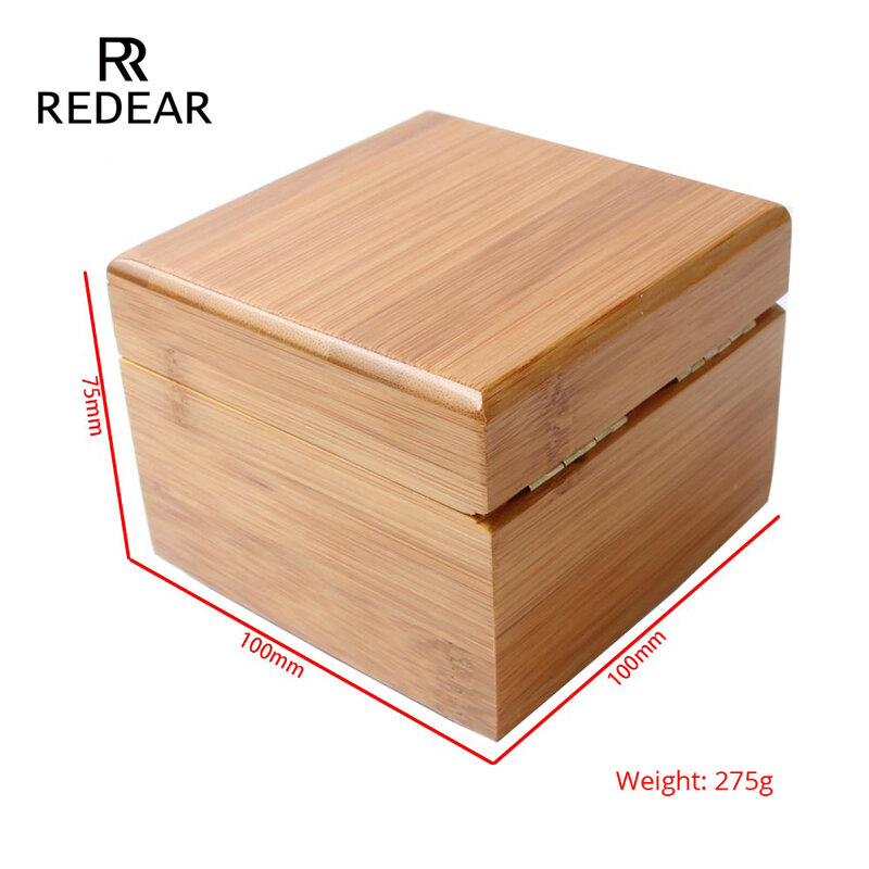 Redear relógio quadrado caixa de embalagem de bambu caixa de presente sem logotipo nenhuma caixa de marca