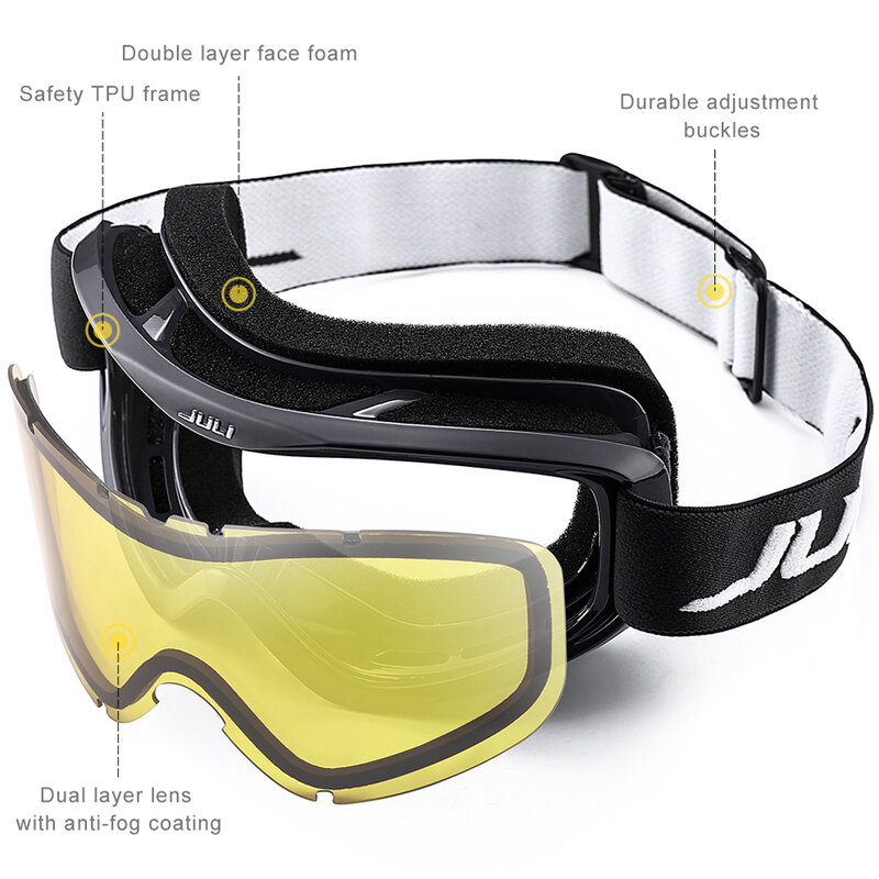 Gafas de esquí con doble lente antivaho para hombres y mujeres, máscara de esquí, deportes de nieve de invierno