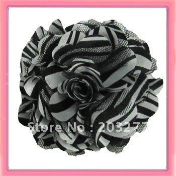 Wholesale - 7colors for your choose 3'' zebra Satin mesh silk flowers   FreeShipping