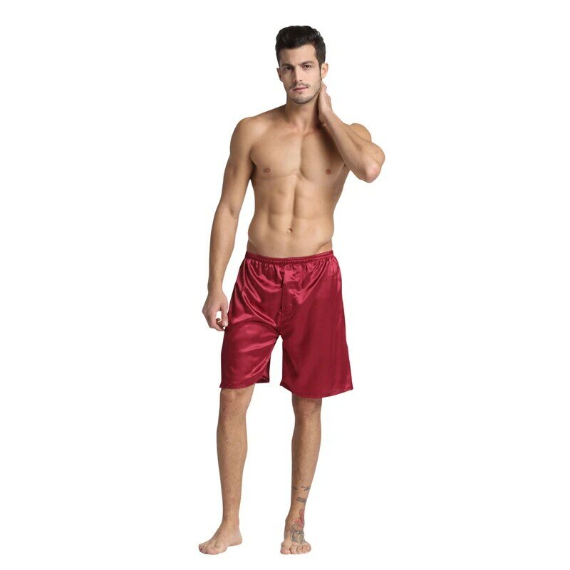 Tony & candice men cetim de seda boxers 1 pcs cueca de seda shorts combo pacote para o homem de seda pijama elástico banda sono bottoms verão