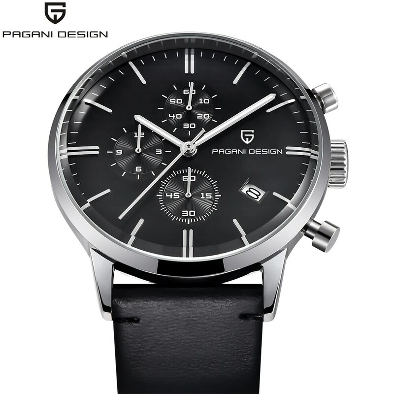 Top Marke Luxus PAGANI Design Chronograph Leder herren Uhren Quarz Mode-Sport Militär Armbanduhr Männer relogio masculino