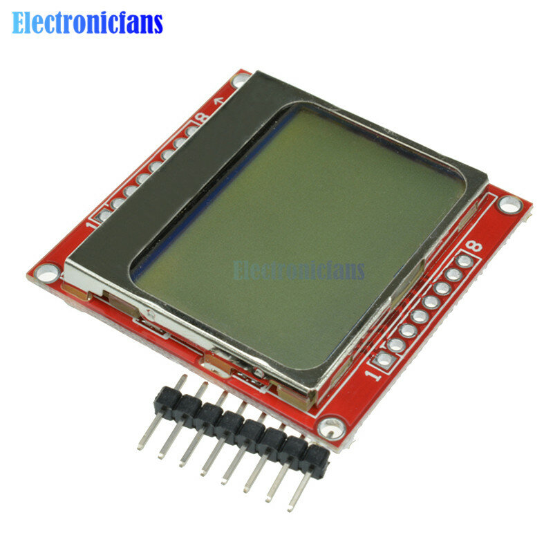 Dot Matrix Módulo de Tela LCD Digital, Monitor, Adaptador Backlight Branco, Arduino Controlador, 3.3V, 84x48, 84x48, 5100