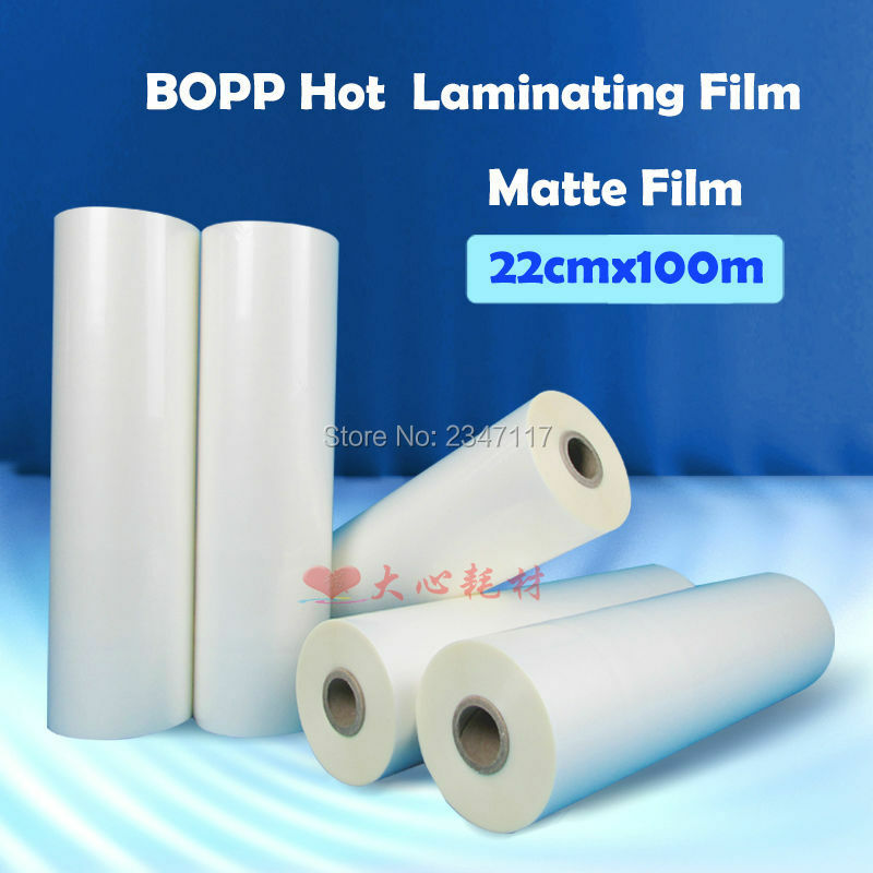1 Roll 220Mm Widthx100m Lengte 8.7 "X 328 '1mil Matte Bopp Hot Lamineren Film 1" Core voor Lamineren Machine Met Verzendkosten