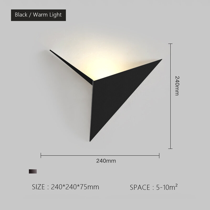 โมเดิร์นMinimalist Triangle Shape 3W LEDกำแพงโคมไฟสไตล์นอร์ดิกห้องนั่งเล่นในร่มห้องนอนโคมไฟติดผนังไฟAC85-265V