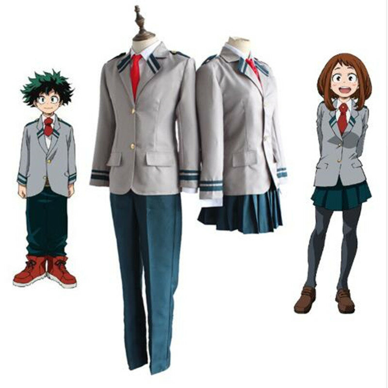 Fantasia de cosplay de boku no hero academia, conjunto de uniforme escolar do ovaso uraraka midoriya izuku, aadequado para cosplay, boku no hero academia