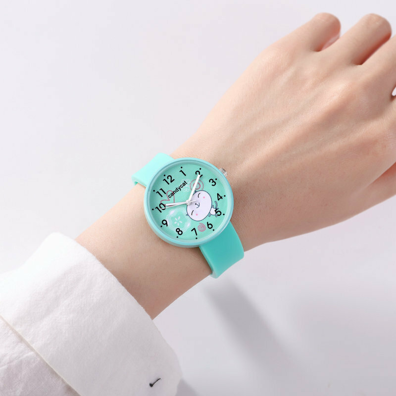 Reloj de silicona para niños y niñas, pulsera de cuarzo con Gato de dibujos animados en 3D, a la moda, novedad de 2018