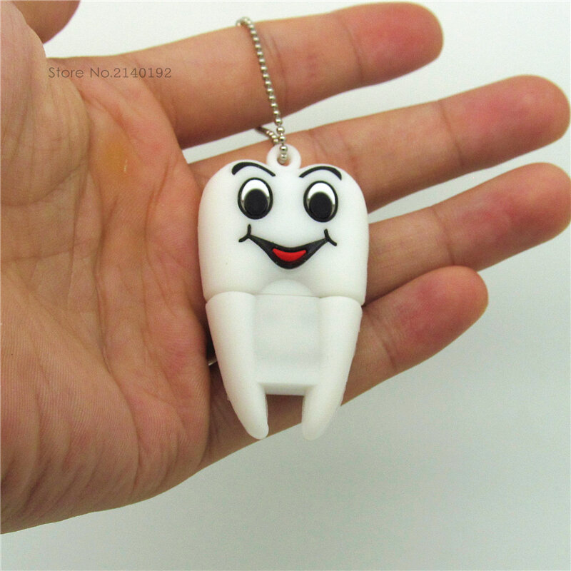 new design smile tooth Pen drive 4g 8g 16g 32g real capacity usb flash drive memory stick storage device metal chain