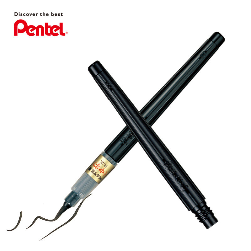 Ручка-кисть Pentel Fude 1 шт., Сверхтонкая, средняя, смелая, портативная многоразовая кисть для каллиграфии акварелью для рисования, рисования, письма