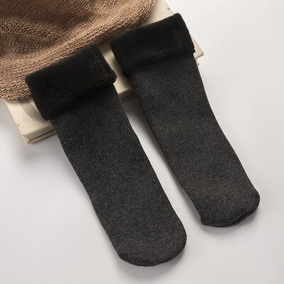 Calcetines térmicos gruesos de lana de cachemira para mujer, botas de nieve informales de Color sólido, calcetines de piso de algodón suave, calcetines cálidos de invierno, 1 par