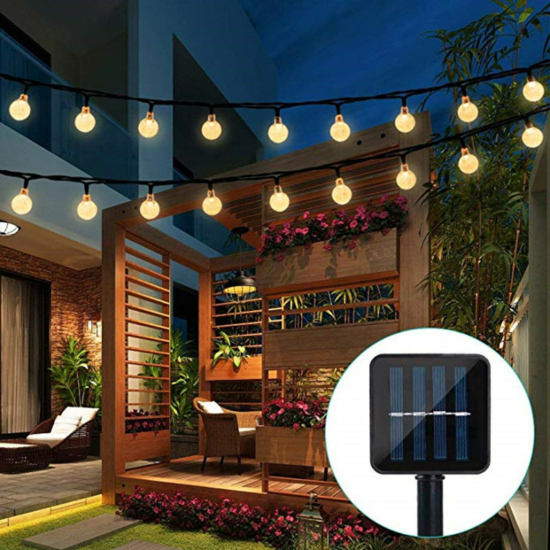 ECLH-Girlanda z lampkami słonecznymi LED, 10 m, 50 lampek, kryształowe kulki, wodoodporne, ciepłe białe światło, bajkowe światełka, ozdoby zewnętrzne, ogrodowe, lampki słoneczne