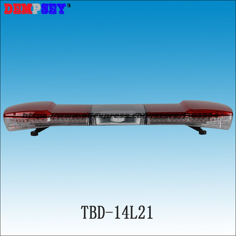 Barra de luz LED de advertencia de emergencia, TBD-14L21 con altavoz de 100W, luces de advertencia súper brillantes de DC12V /24V, LED rojo, barra de luz de policía/fuego