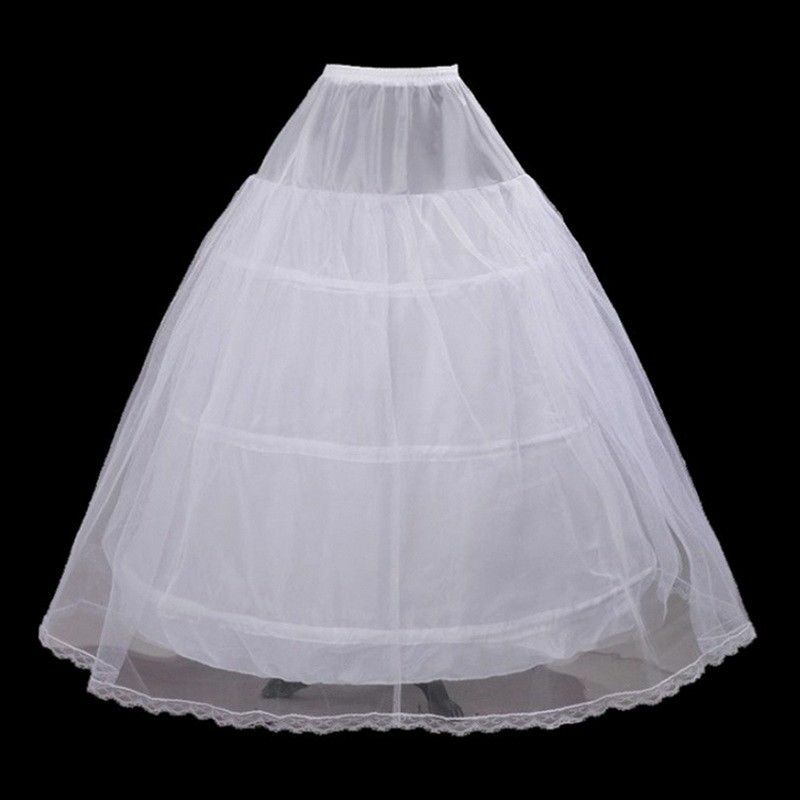 تنورة تحتية 3 بغطاء رأس تنورة تنورة قصيرة ، فستان حفلة موسيقية للزفاف ، كرينولين أبيض
