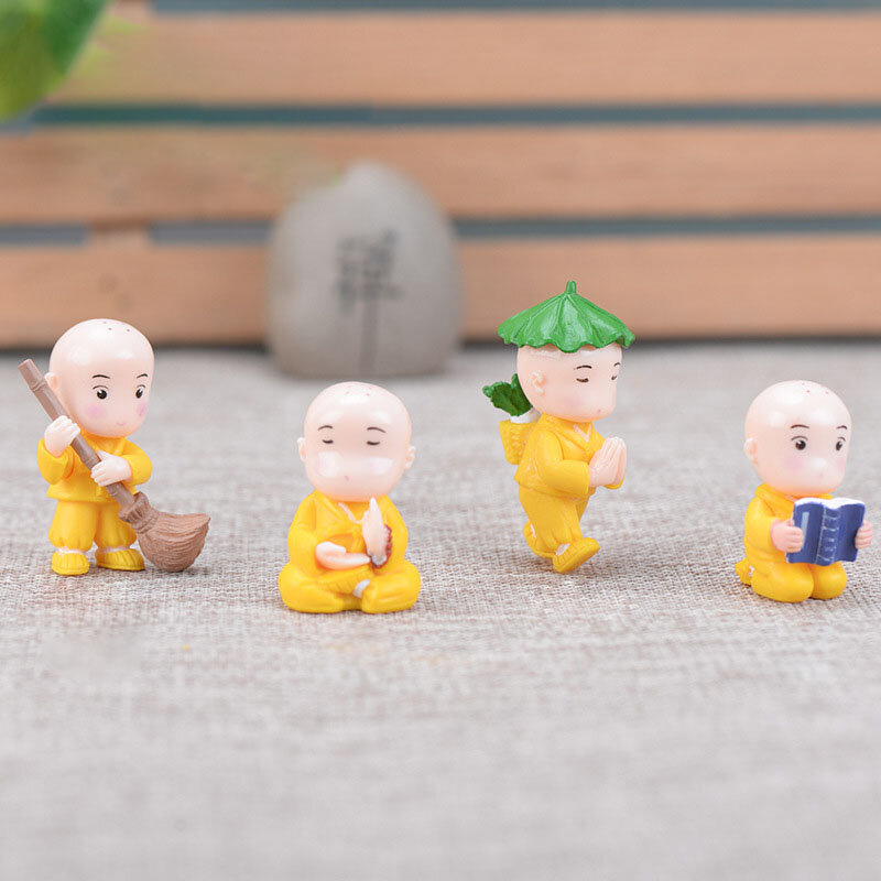 4pcs/Set Mini buddha Figurines Miniature For Home Bonsai Decoration Micro Landscape Decor