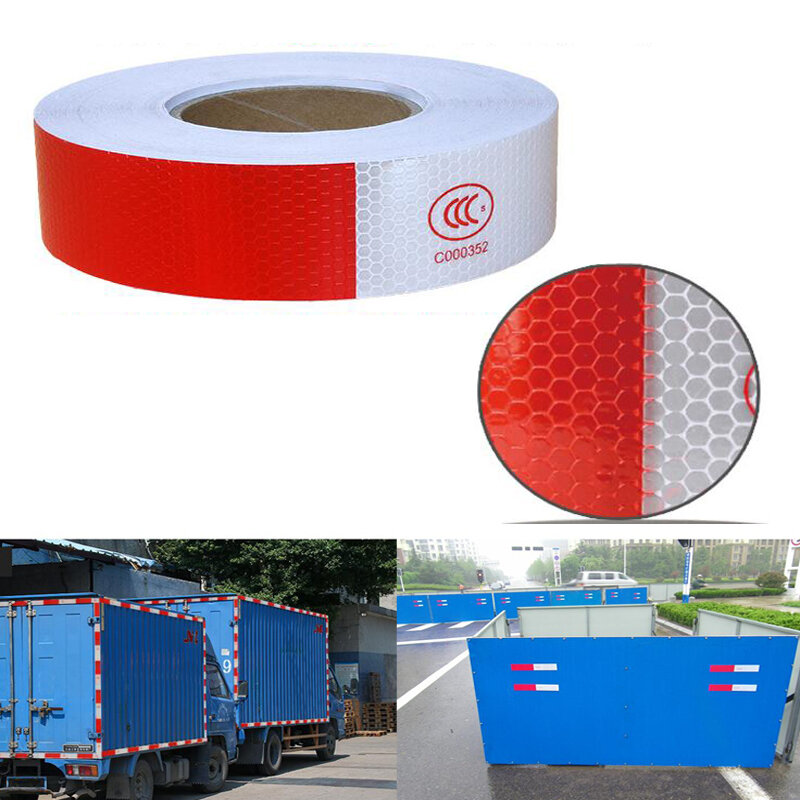 Roadstar-pegatinas reflectantes para carrocería de camión, Reflector rojo y blanco, marca de advertencia, 5cm x 5m, C000352
