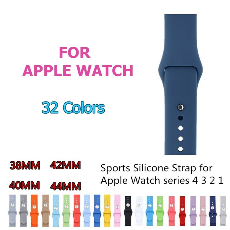 Correa de silicona deportiva clásica para Apple Watch Series 5 4 3 2 Correa de repuesto suave para iWatch 38 42MM pulsera de 40 44MM