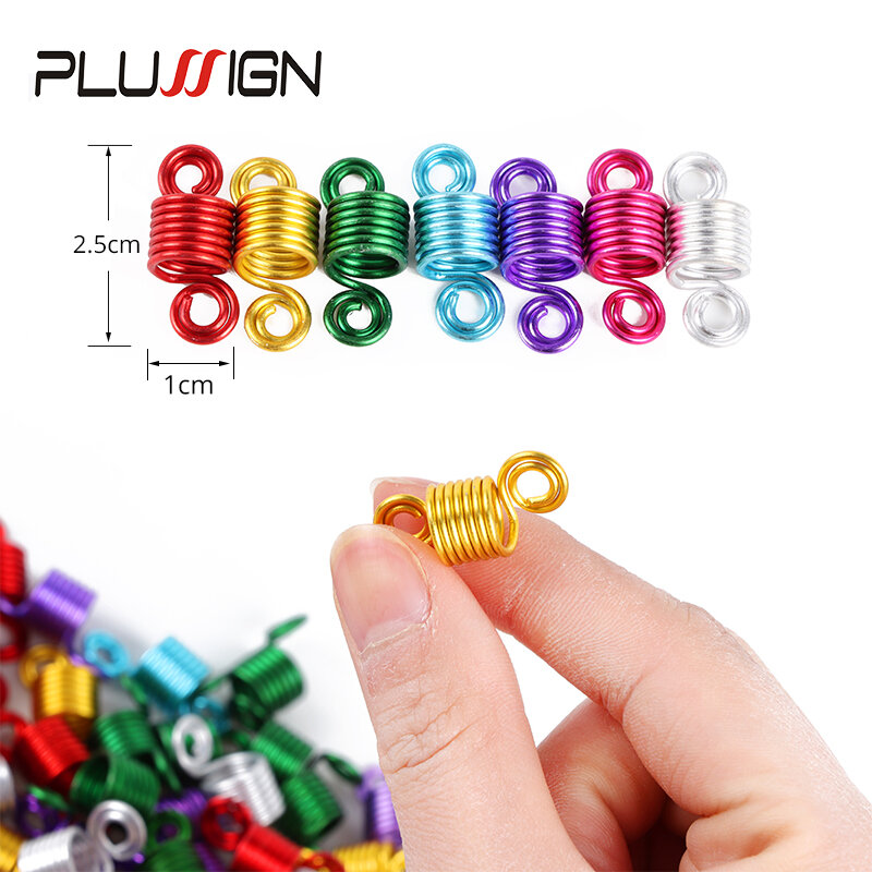 Plussign Hair Beads 10-20Pcs Dreadlock Beads New Arrival Hair Cuffs Gloden Silver Pink Colorful Braids Jewelry Metal Bead Clips