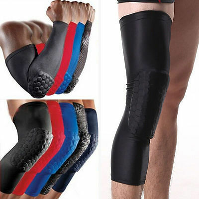 Professional Breathable Sports Men Honeycomb Long Knee Support Brace Pad Protector Sport Basketball Leg Sleeve Sports Kneepad