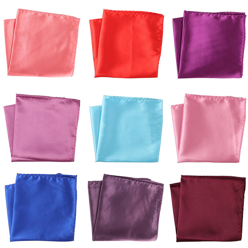 Tailor Smith 3pcs 30x30cm Solid Colors Hankerchief Pocket Squares 31 Colors Luxury Mens Silk Touch Soft Hankies Chest Towel