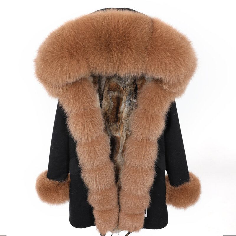 Maomaokong new fashion women's clothing Fox fur collar Parker Detachable rabbit fur lining Medium and long section Coat winter