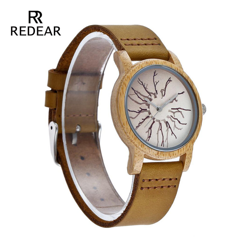 REDEAR-남성용 대나무 러브 시계, 정품 소가죽 시계, 미니멀리스트 포인터, 쿼츠, 남성 시계, 남성 시계