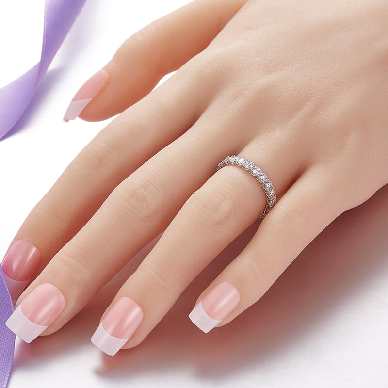 AEW S925 argento 1.8mm DF colore Moissanite eternità fede nuziale anello Moissanite per anello donna donna