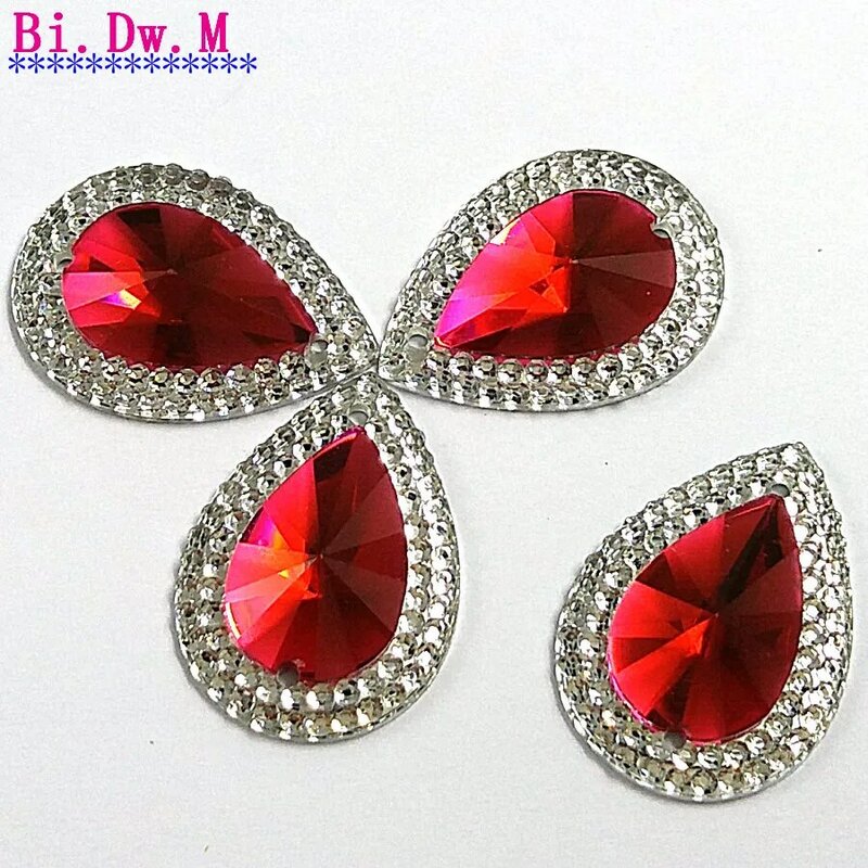 Bi.Dw.M, resina goccia rosso 18x25mm Strass cristallo accessori per cucire pietre e cristalli per abito da cucire indumento Bling