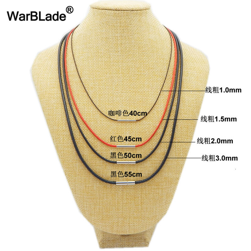 Cordão para colar, 5/2/3mm, corda de couro preto, corrente de renda com fivela rotativa de aço inoxidável para jóias de colar diy