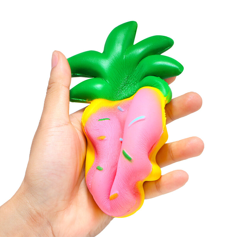 Abacaxi Jumbo Rosquinha Mole Squishies Frutas Creme Perfumado Lento Subindo Espremer Brinquedo Cinta Do Telefone Embalagem Original