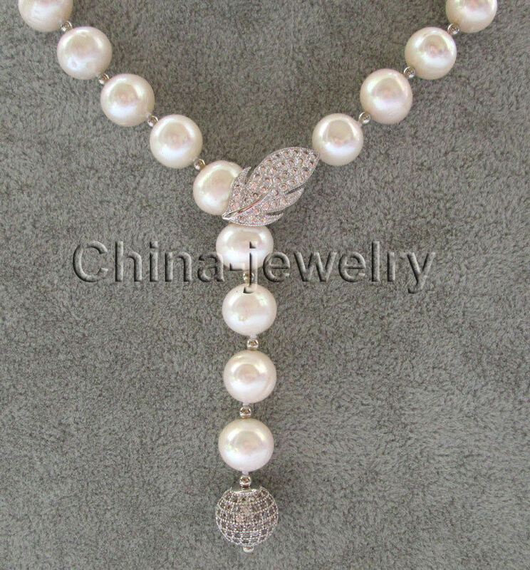P6812 - 20 "11-12mm naturalna biel perły słodkowodne okrągłe naszyjnik-925 srebrny