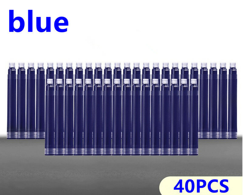 Harga Grosir 40PCS Sekali Pakai Biru dan Hitam Fountain Pen Ink Cartridge Isi Ulang Panjang Fountain Pen Ink Cartridge Isi Ulang