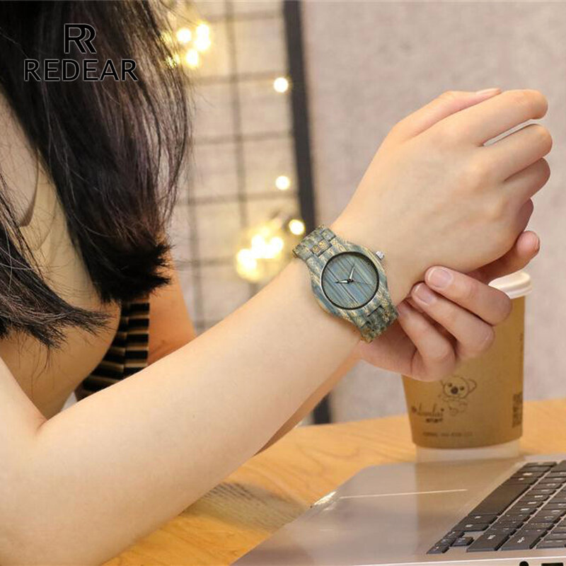 REDEAR カップル勒竹木製腕時計デザイナーブランドの高級女性腕時計自動男性ドロップシッピング自動クォーツ腕時計